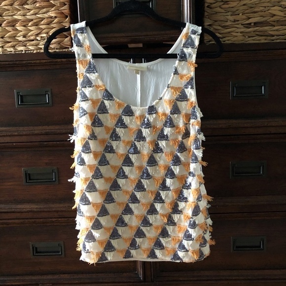 Modcloth Tops - ModCloth sequence and fringe tank top in size S
